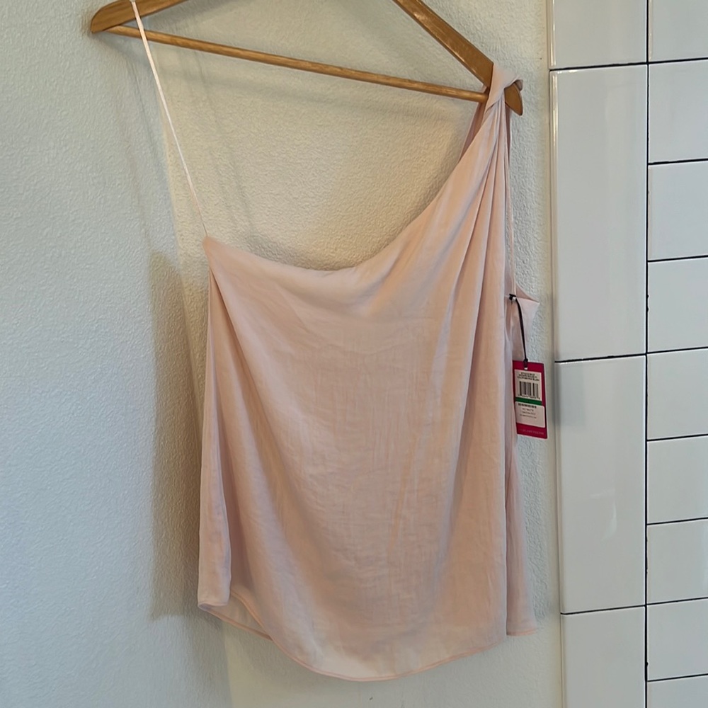 Gorgeous light pink one shoulder silky top